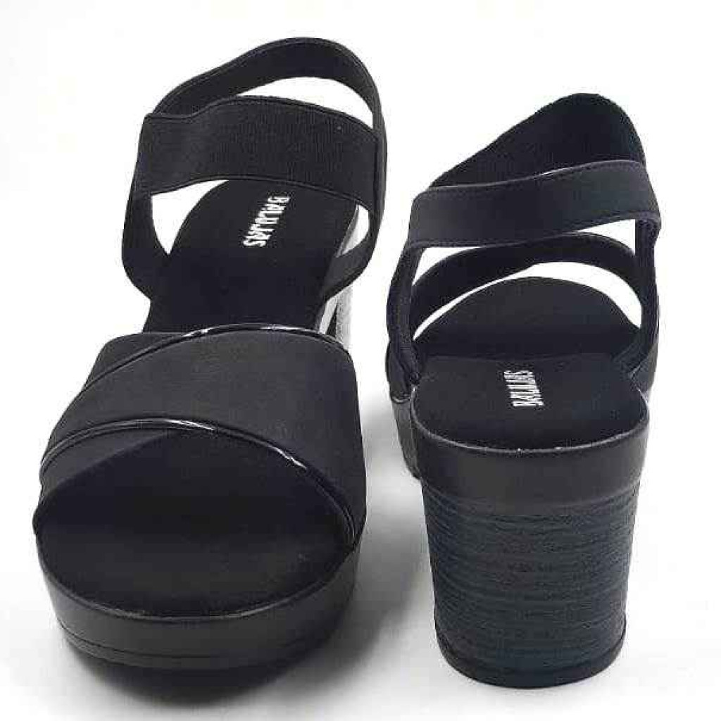 10346 : Balujas Black Block Heel Ladies Sandals