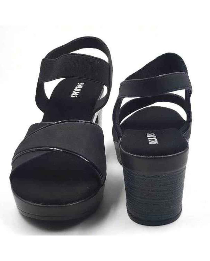 10346 : Balujas Black Block Heel Ladies Sandals