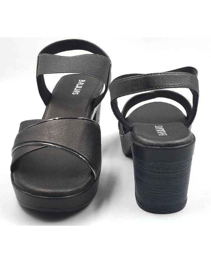 10346 : Balujas Gun Metal Block Heel Ladies Sandals