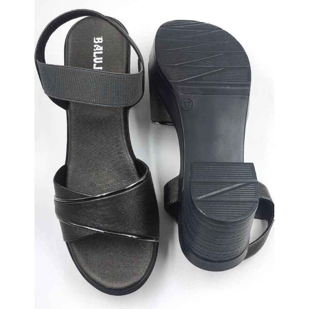 10346 : Balujas Gun Metal Block Heel Ladies Sandals