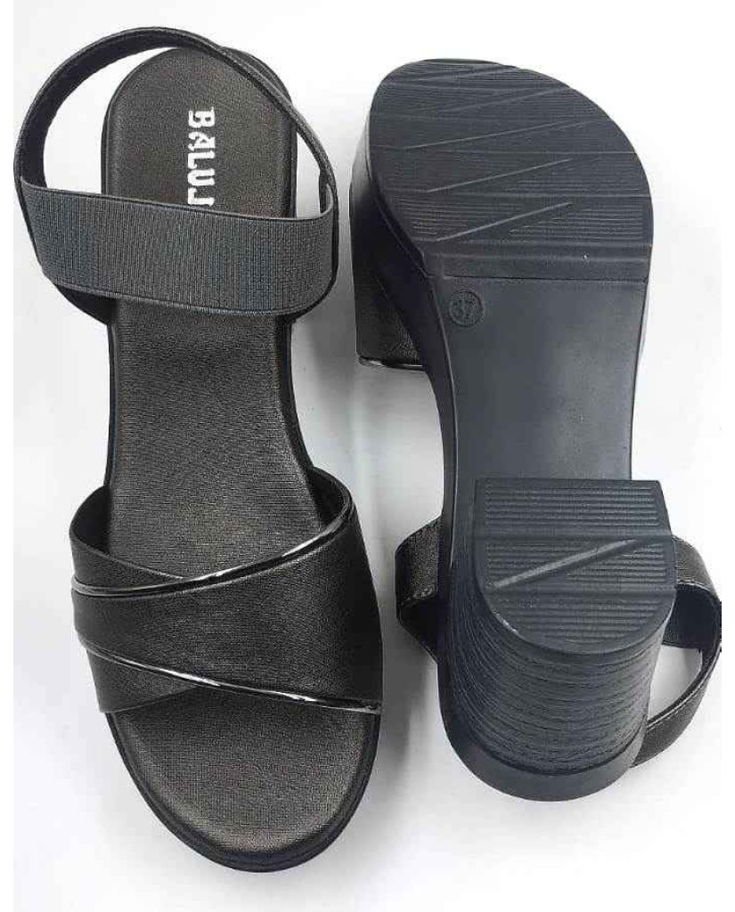 10346 : Balujas Gun Metal Block Heel Ladies Sandals