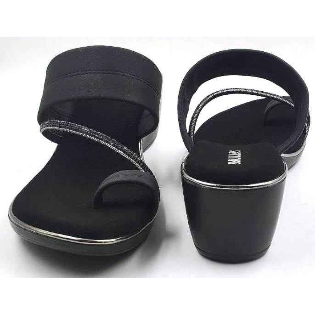 10382 : Balujas Black Wedge Heel Ladies Slipper