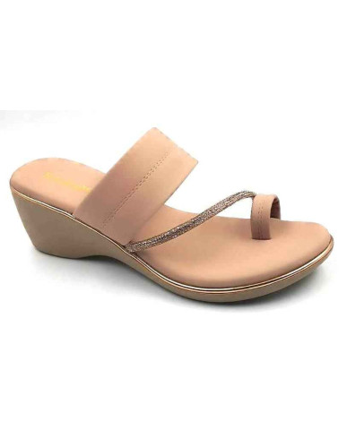 10382 : Balujas Peach Wedge Heel Ladies Slipper