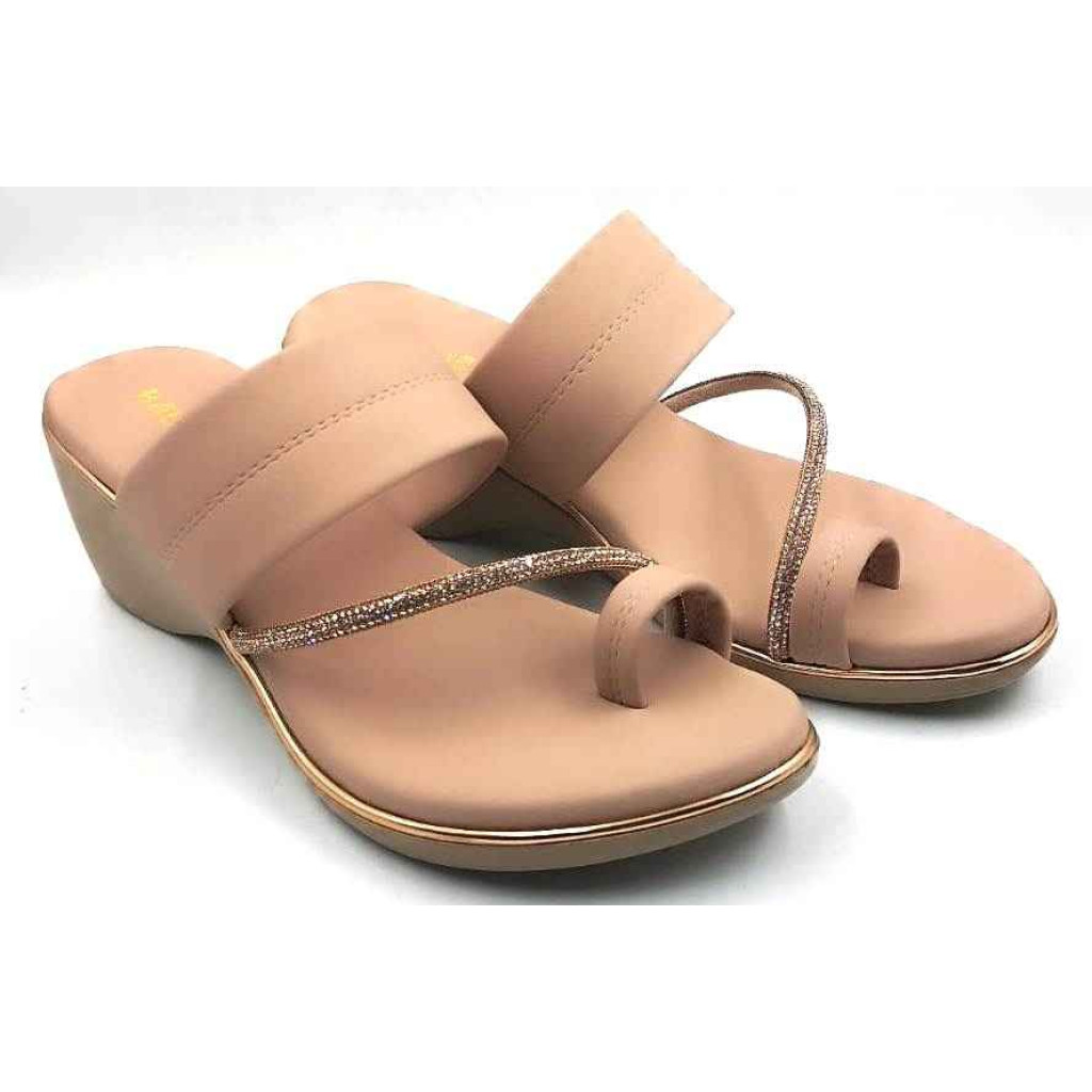 10382 : Balujas Peach Wedge Heel Ladies Slipper