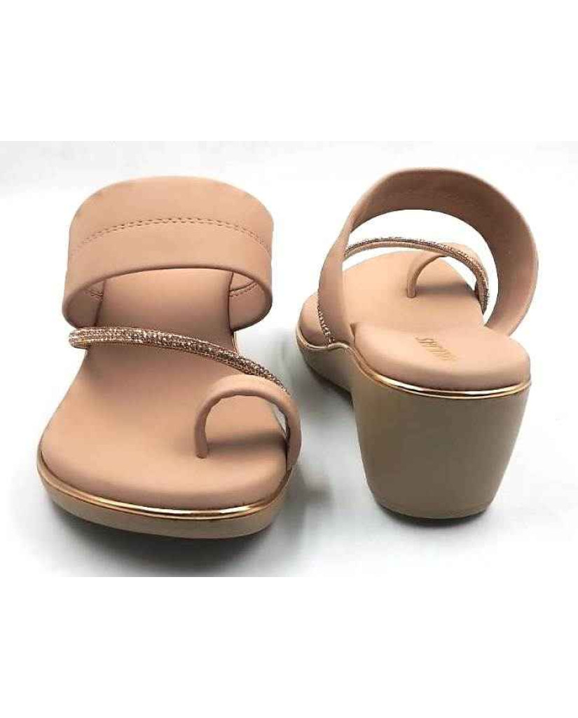 10382 : Balujas Peach Wedge Heel Ladies Slipper