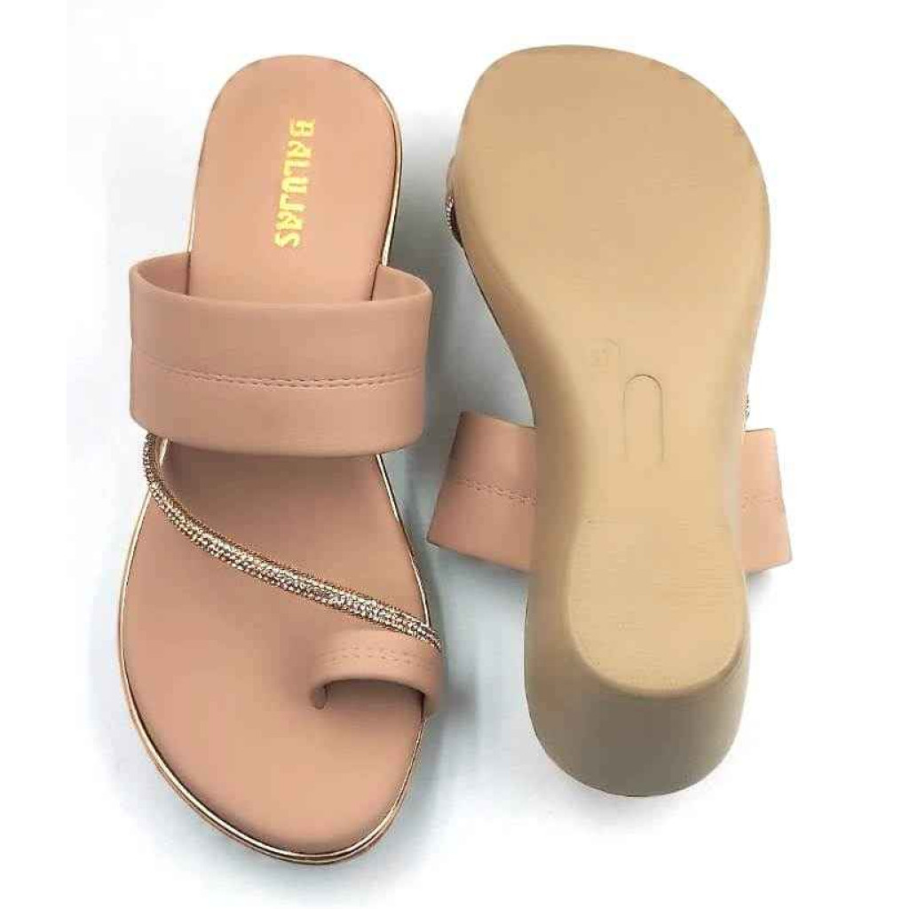 10382 : Balujas Peach Wedge Heel Ladies Slipper