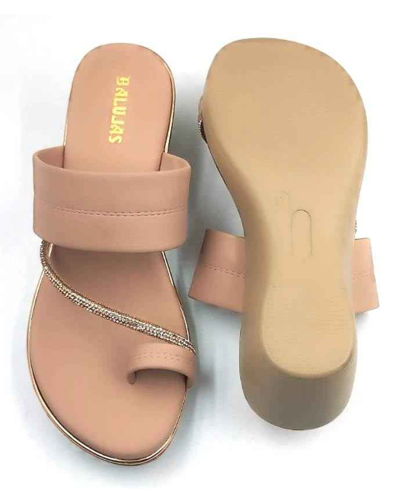 10382 : Balujas Peach Wedge Heel Ladies Slipper