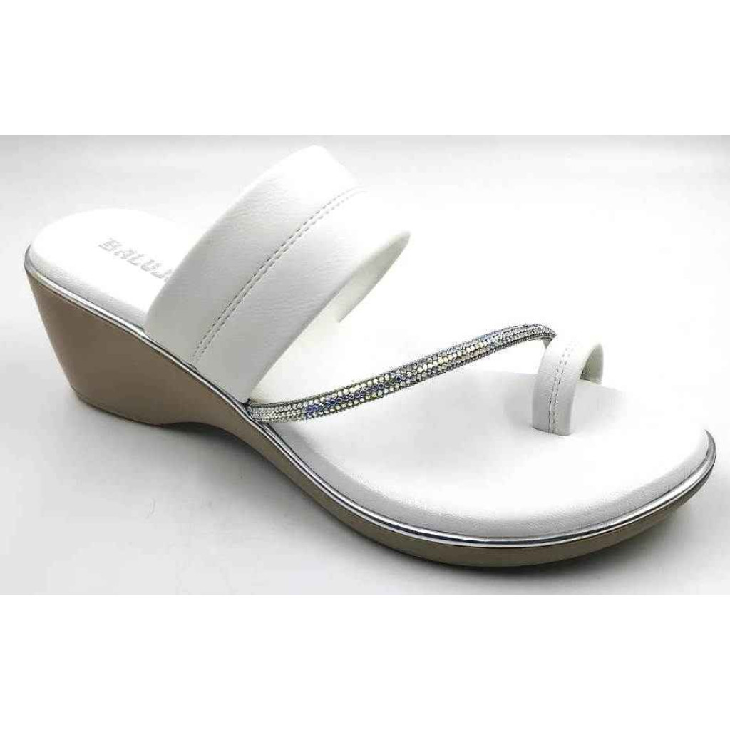10382 : Balujas White Wedge Heel Ladies Slipper