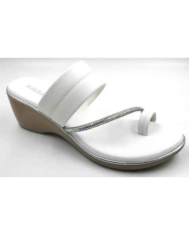 10382 : Balujas White Wedge Heel Ladies Slipper