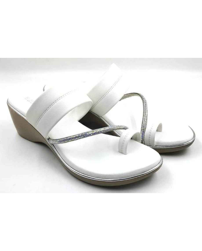 10382 : Balujas White Wedge Heel Ladies Slipper