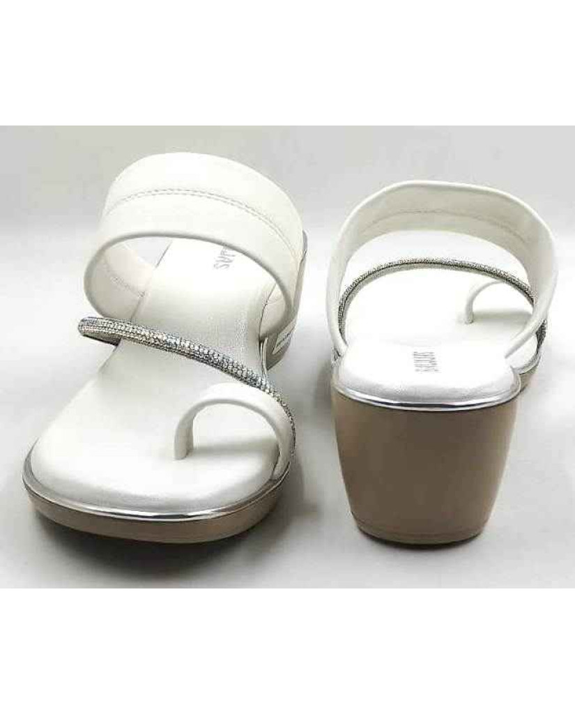 10382 : Balujas White Wedge Heel Ladies Slipper