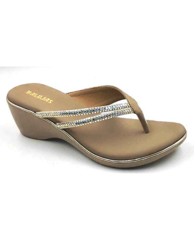 10416 : Balujas Beige Wedge Heel Ladies Chappal