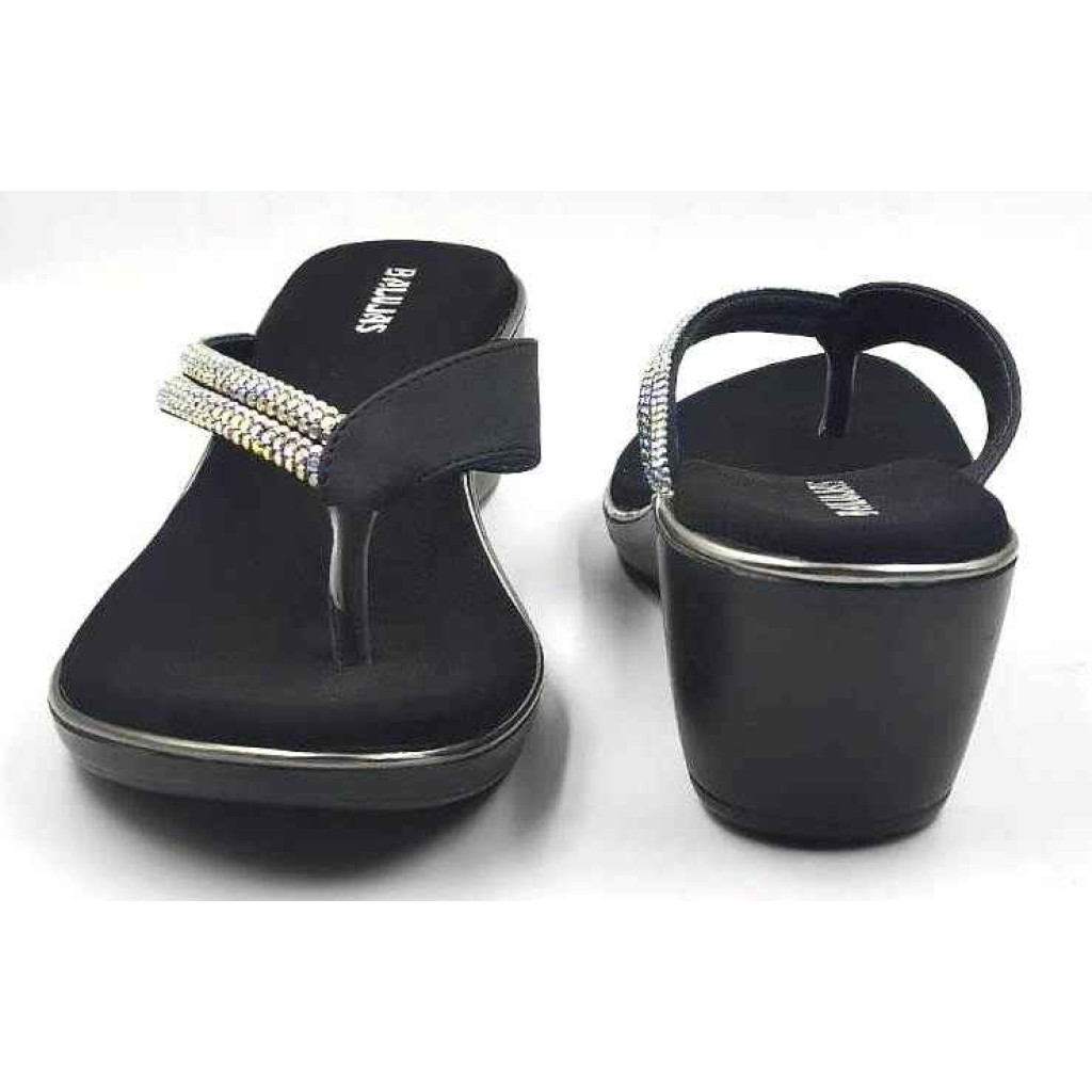 10416 : Balujas Black Wedge Heel Ladies Chappal