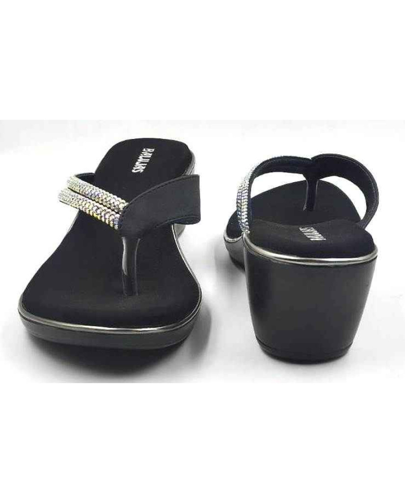 10416 : Balujas Black Wedge Heel Ladies Chappal