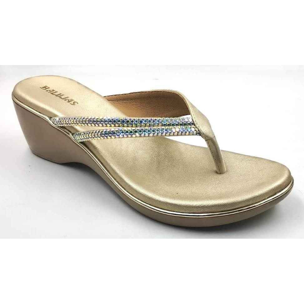 10416 : Balujas Gold Wedge Heel Ladies Chappal