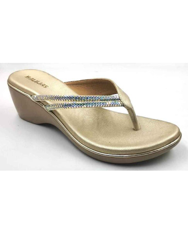 10416 : Balujas Gold Wedge Heel Ladies Chappal