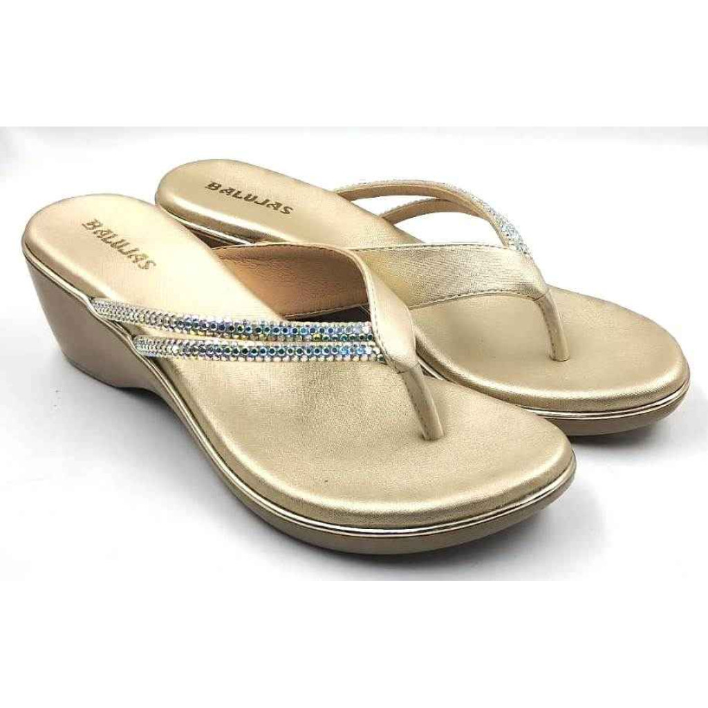 10416 : Balujas Gold Wedge Heel Ladies Chappal