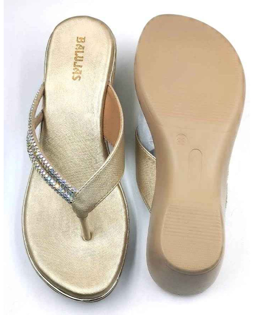 10416 : Balujas Gold Wedge Heel Ladies Chappal