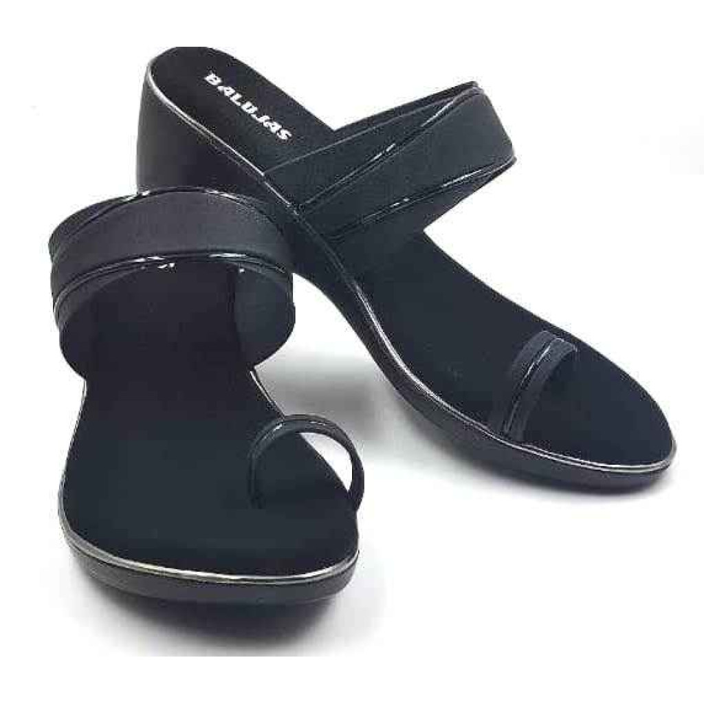 10795 : Balujas Black Wedge Heel Ladies Slipper