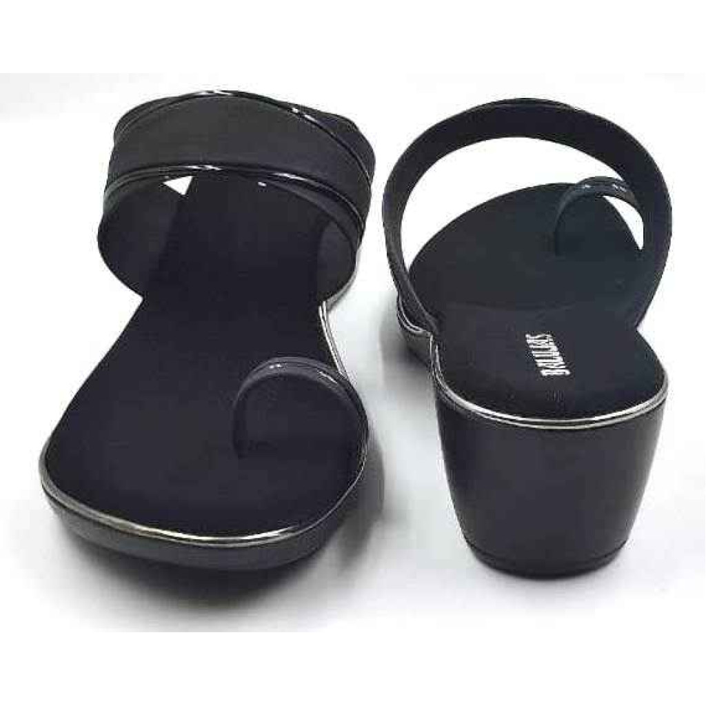 10795 : Balujas Black Wedge Heel Ladies Slipper