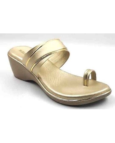 10795 : Balujas Gold Wedge Heel Ladies Slipper