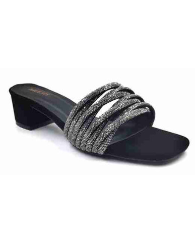 3338: Balujas Black Block Heel Party Slides