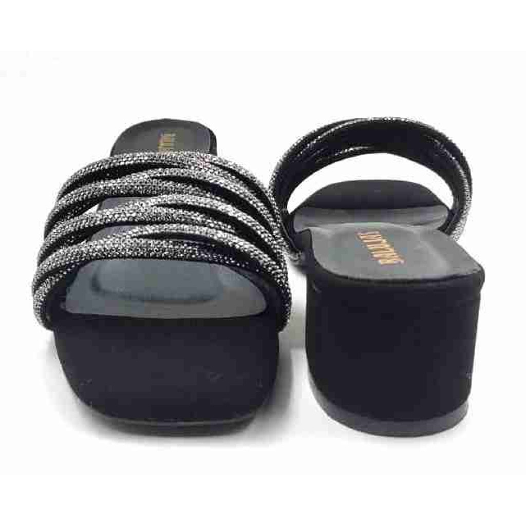 3338: Balujas Black Block Heel Party Slides