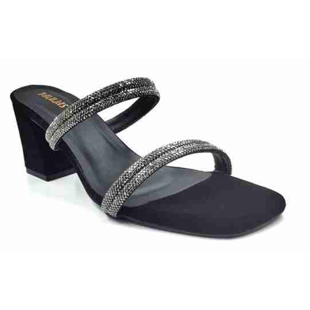 K-321: Balujas Black Block Heel Slip-on 