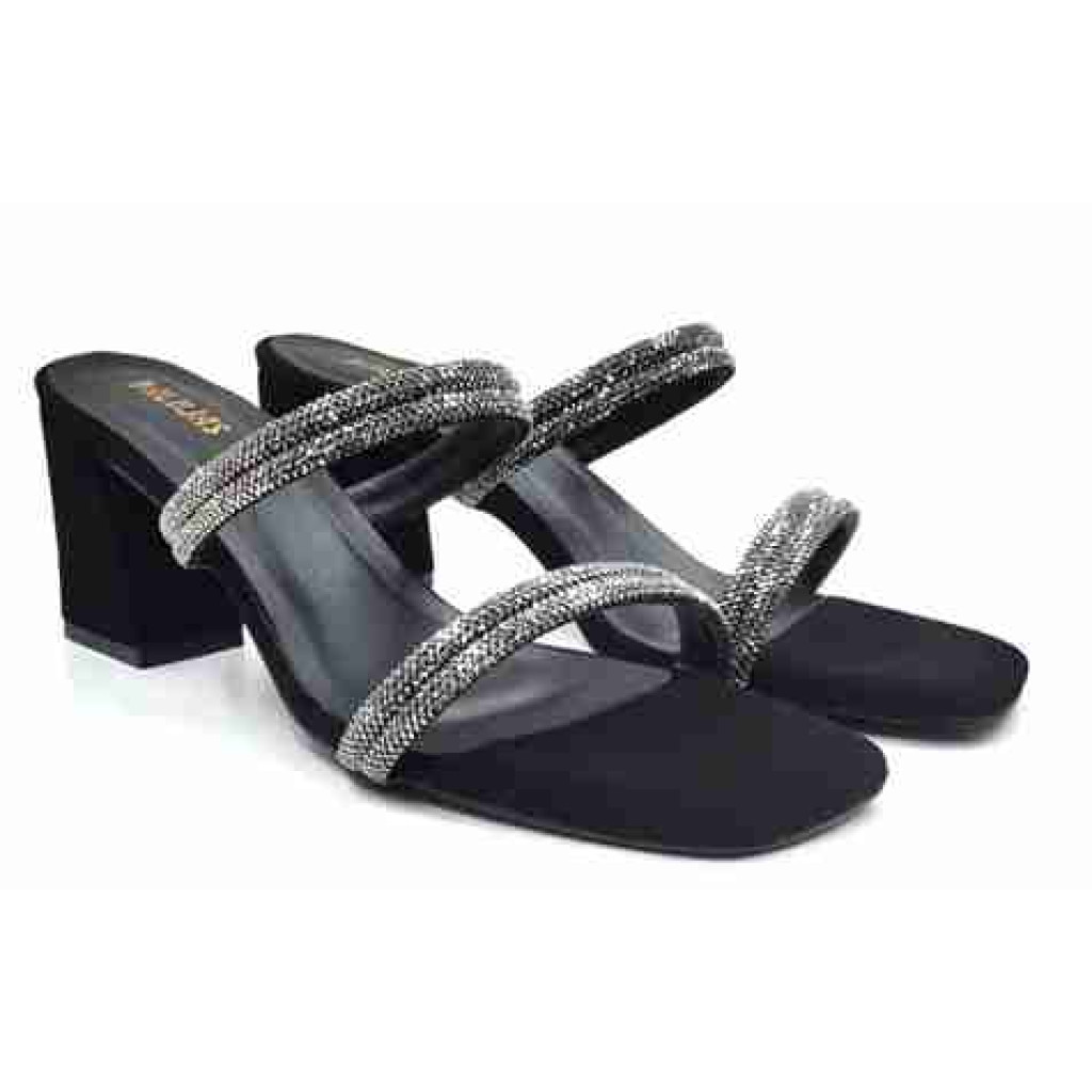 K-321: Balujas Black Block Heel Slip-on 