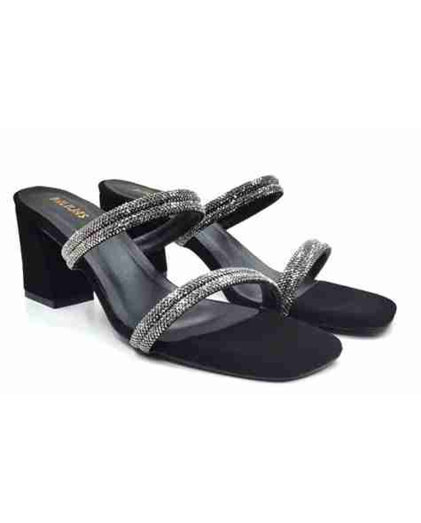 K-321: Balujas Black Block Heel Slip-on 