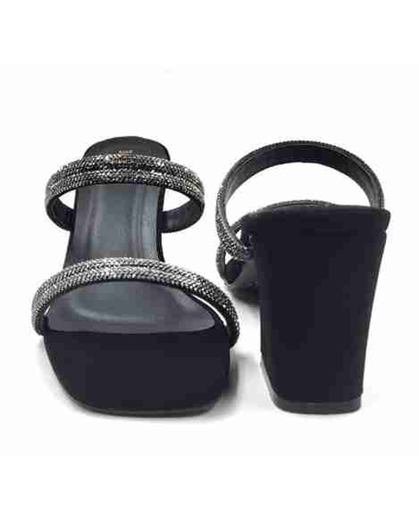K-321: Balujas Black Block Heel Slip-on 
