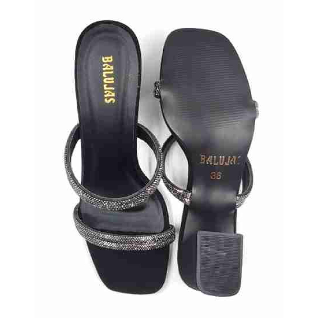 K-321: Balujas Black Block Heel Slip-on 