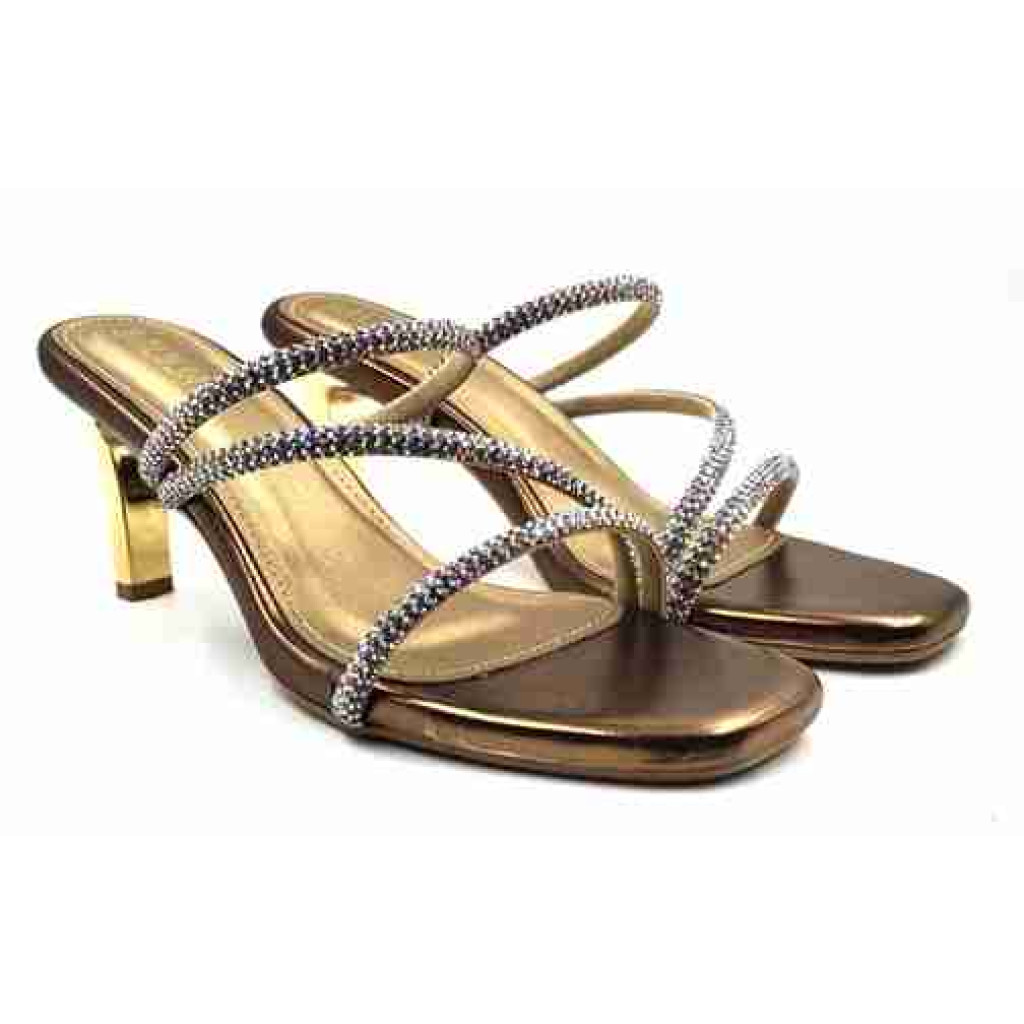 R-304: Balujas Antic Heel Crystal Strap Sandals