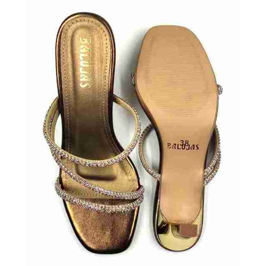 R-304: Balujas Antic Heel Crystal Strap Sandals