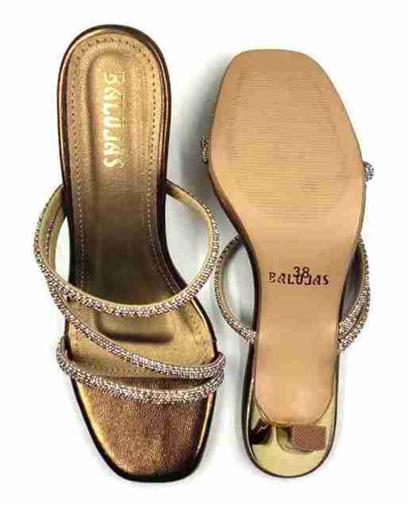 R-304: Balujas Antic Heel Crystal Strap Sandals