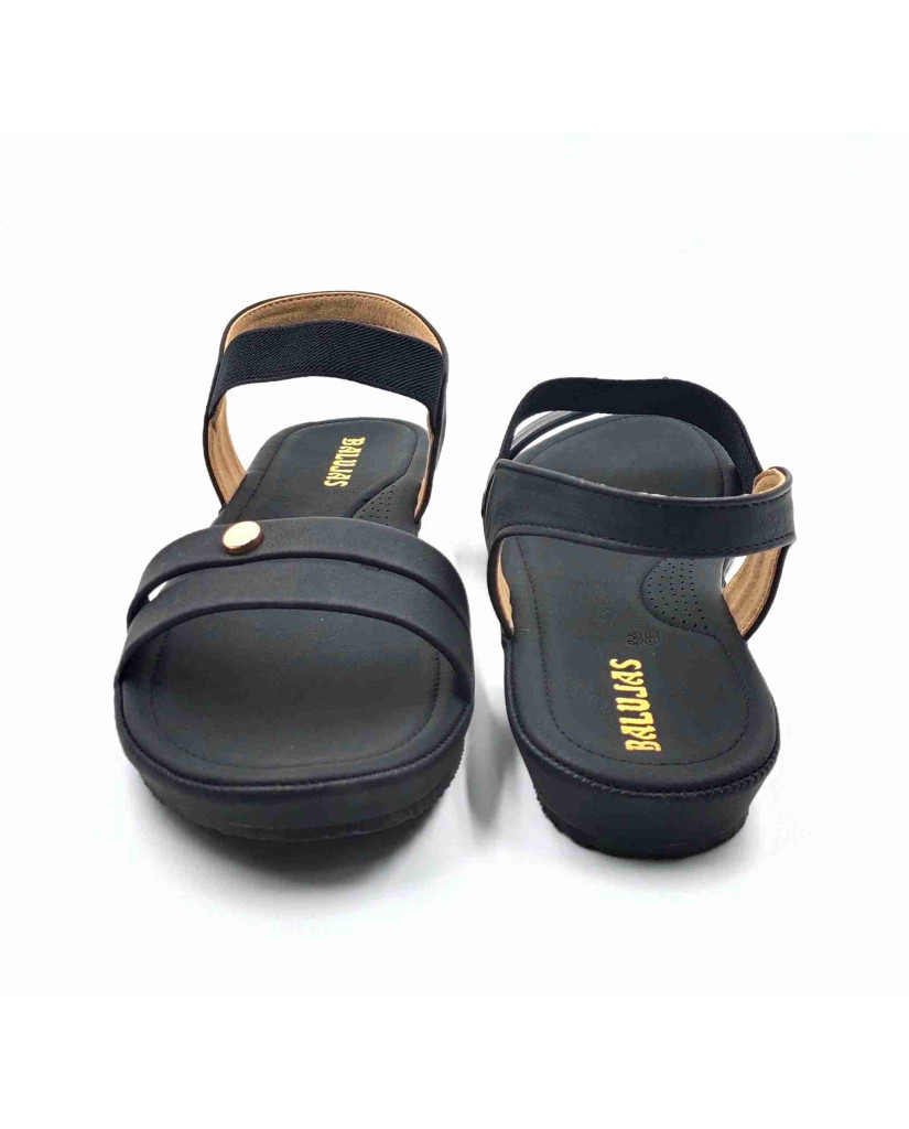 10-371:Balujas Flat Black Ladies Sandal