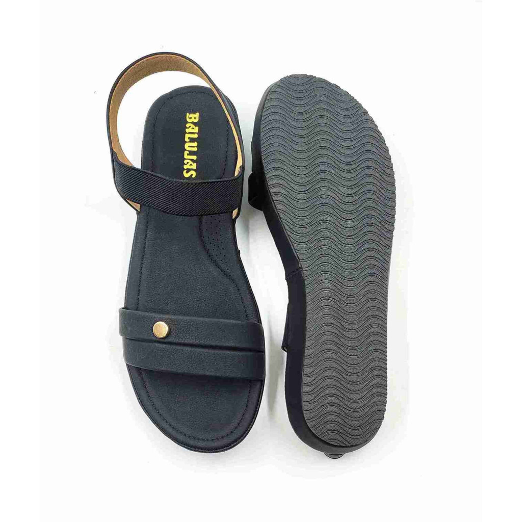 10-371:Balujas Flat Black Ladies Sandal 10-371:Balujas Flat Black Ladies Sandal
