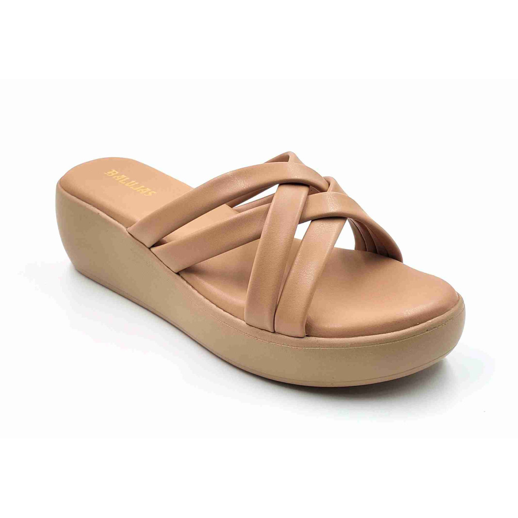 13221: Balujas Beige Wedge Heel Ladies Slipper