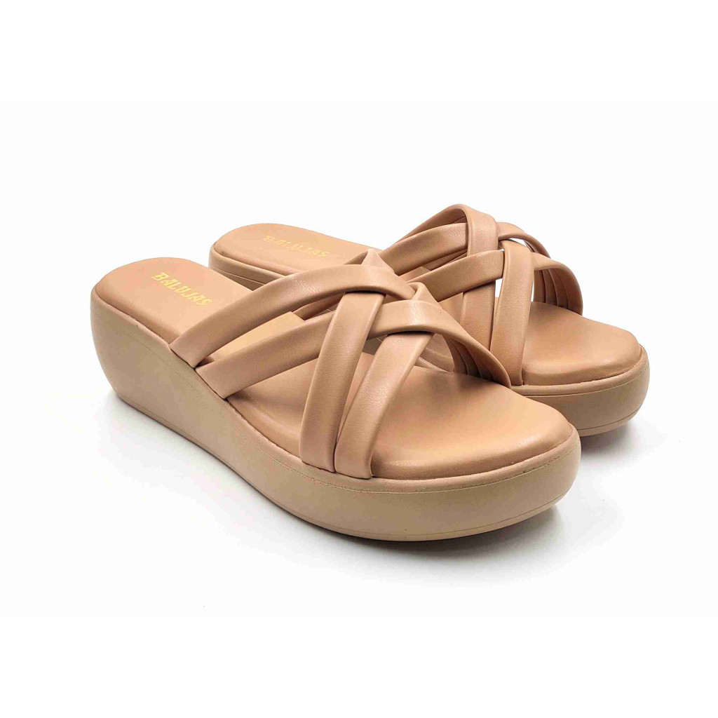 13221: Balujas Beige Wedge Heel Ladies Slipper
