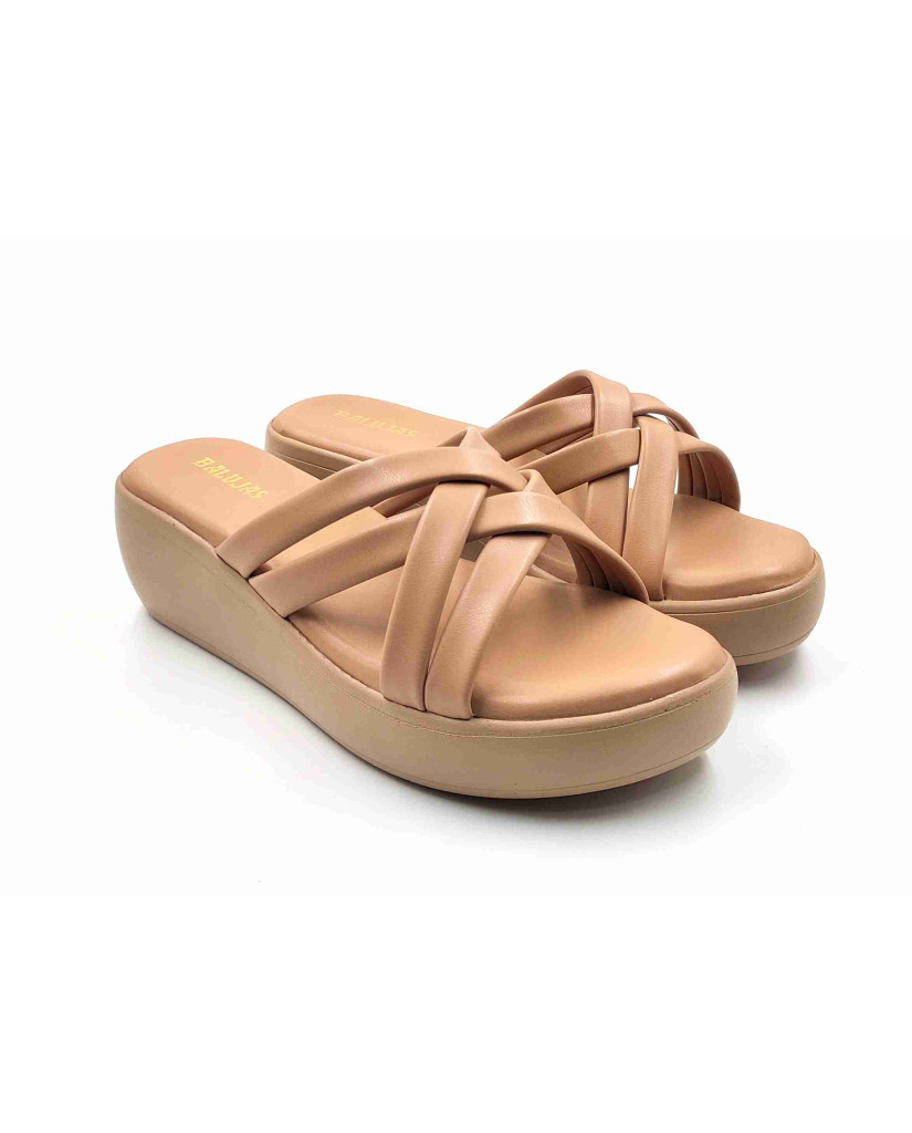13221: Balujas Beige Wedge Heel Ladies Slipper