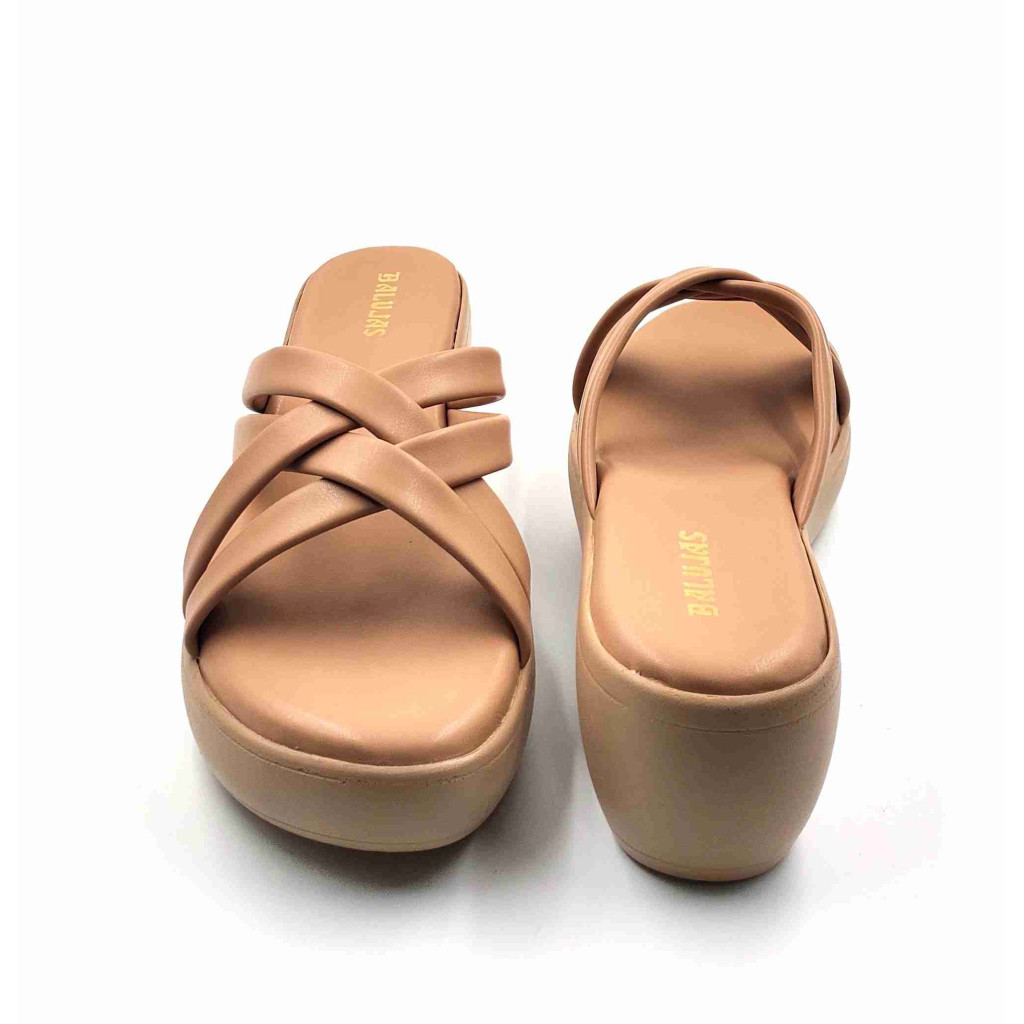 13221: Balujas Beige Wedge Heel Ladies Slipper