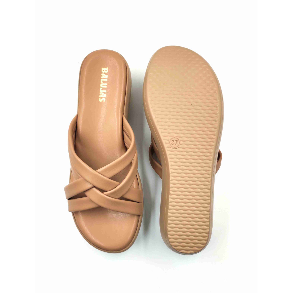 13221: Balujas Beige Wedge Heel Ladies Slipper