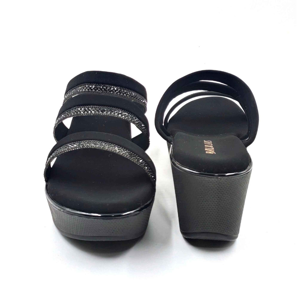 559: Balujas Black Wedge Heel Crystal Sandal 559: Balujas Black Wedge Heel Crystal Sandal