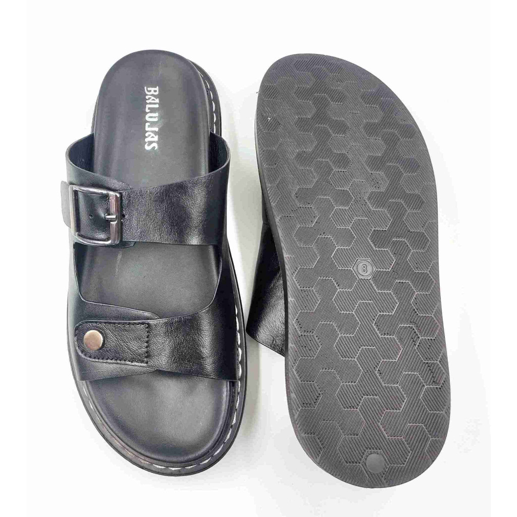 1902 Balujas Men Black Slippers