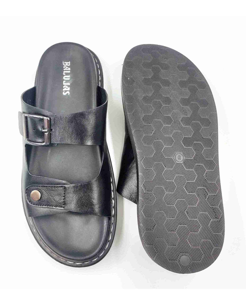 1902 Balujas Men Black Slippers