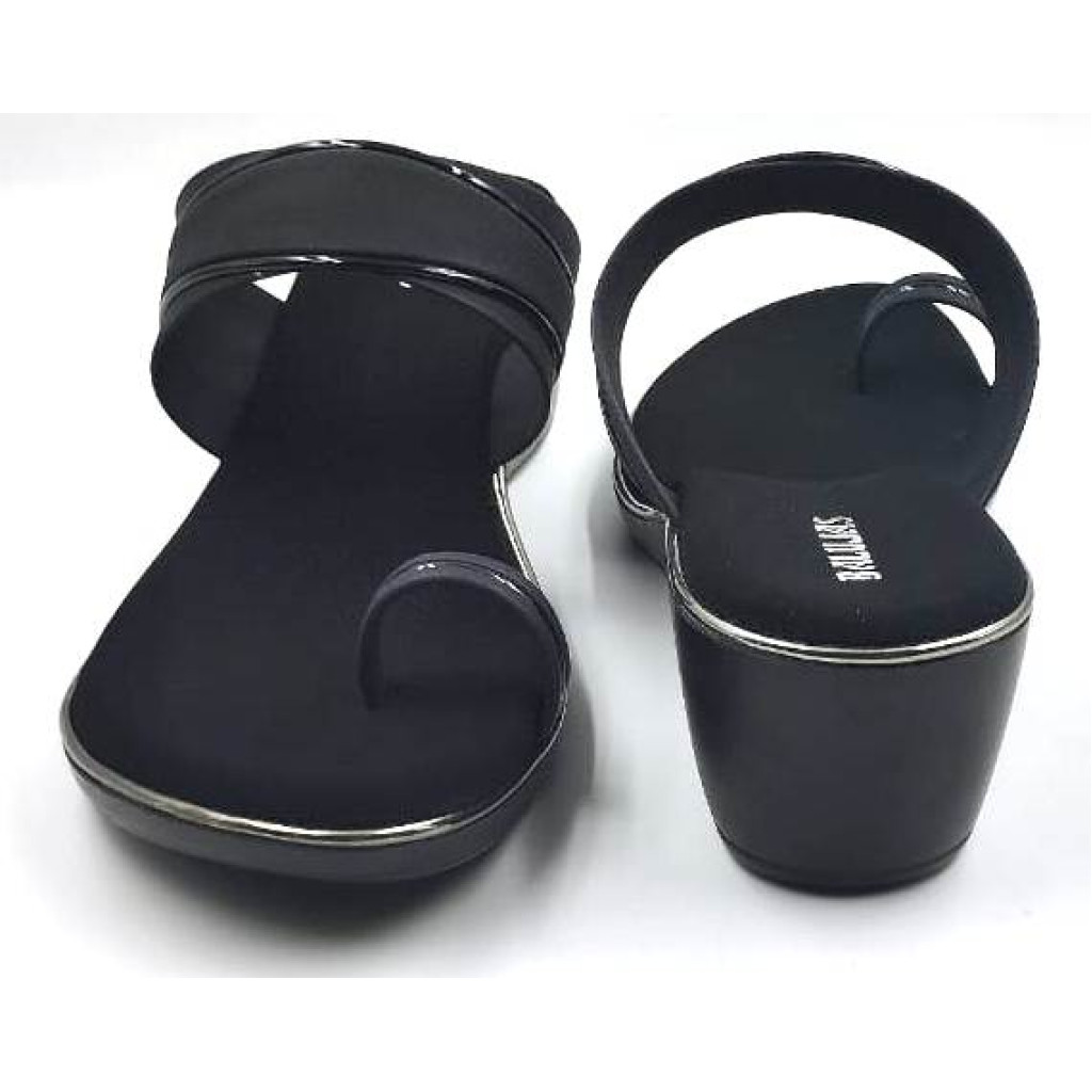 10795 : Balujas Black Wedge Heel Ladies Slipper