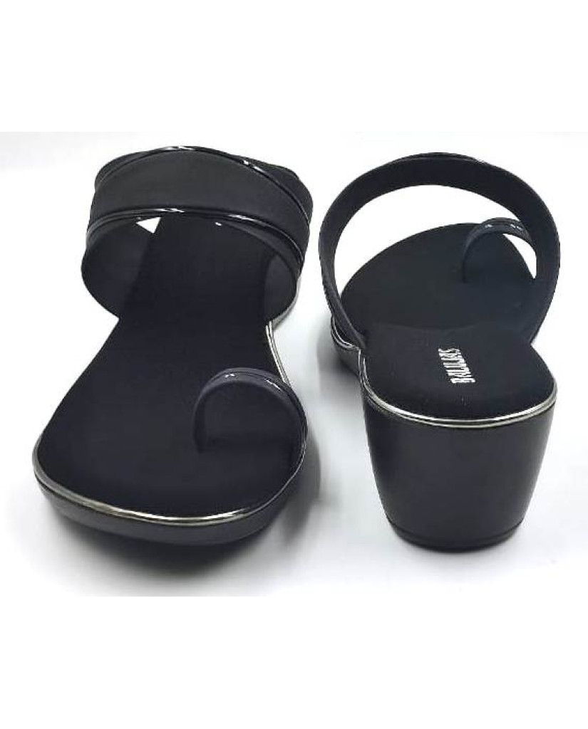 10795 : Balujas Black Wedge Heel Ladies Slipper