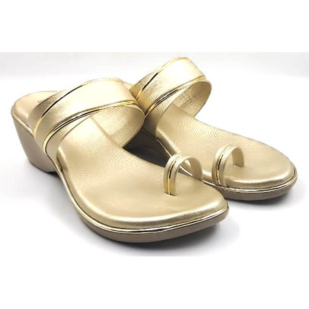 10795 : Balujas Gold Wedge Heel Ladies Slipper