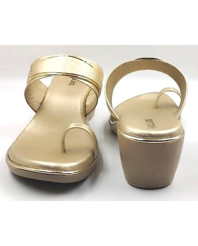 10795 : Balujas Gold Wedge Heel Ladies Slipper