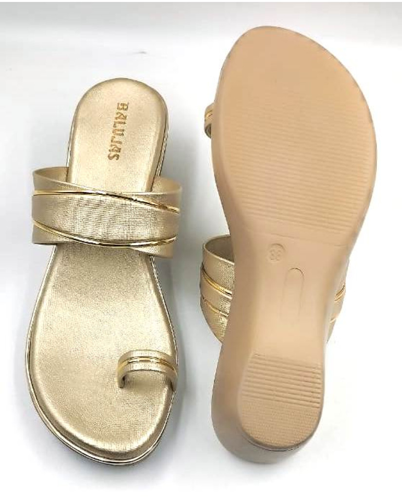 10795 : Balujas Gold Wedge Heel Ladies Slipper